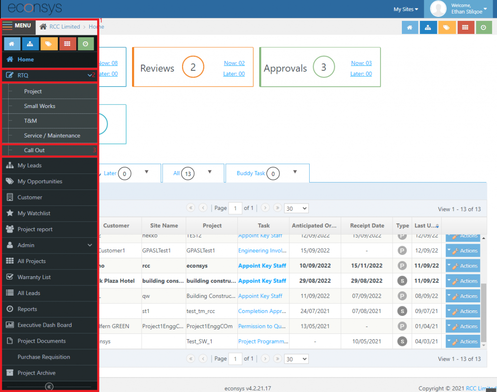 Call Out Requested – Econsys V4 Help